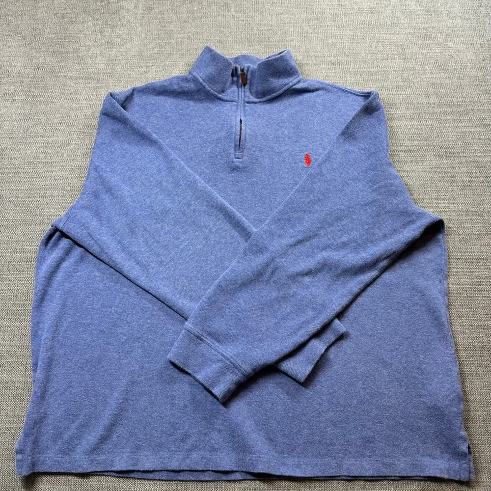 Polo Ralph Lauren Estate Rib Pullover Mens XL Blue  Quarter Zip Heathered